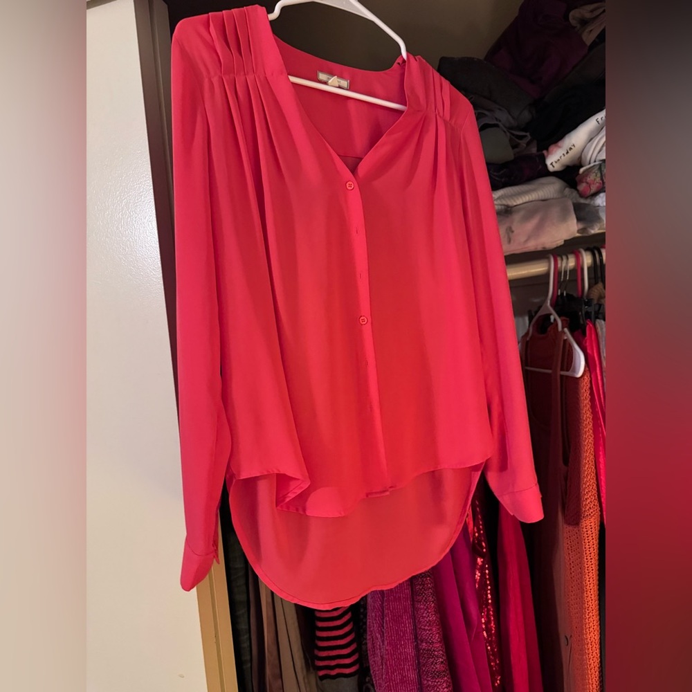 Women's Coral Silk-like Blouse